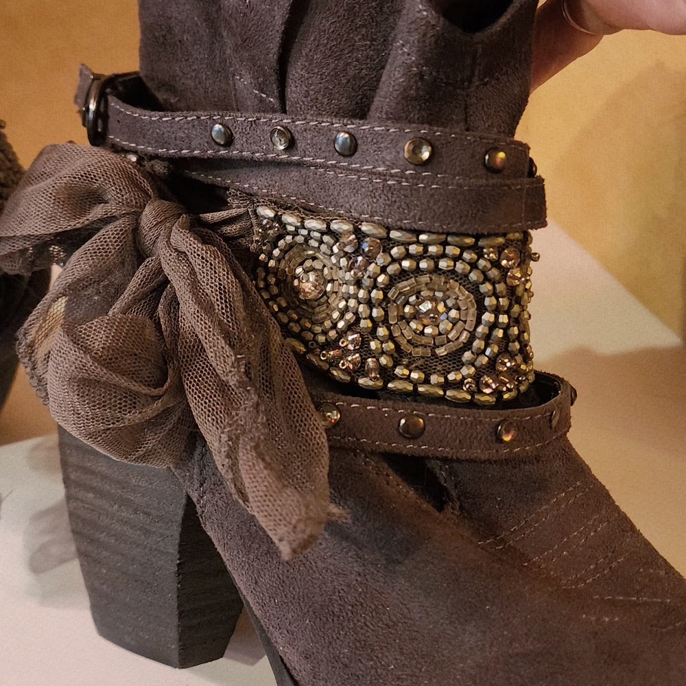Not Rated Studded Gray Ankle Boots - Picture 5 of 7